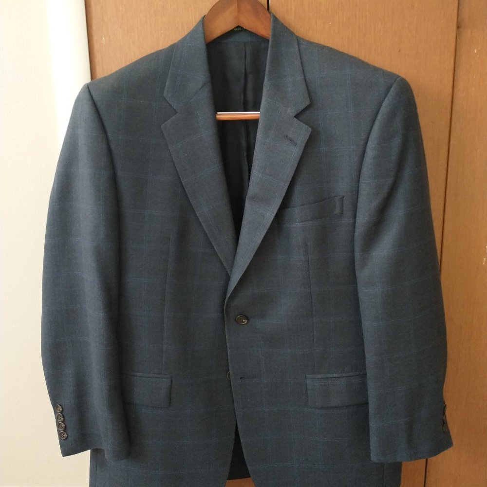 Ralph Lauren 42R Blue Checked Silk/Wool Sport Coat